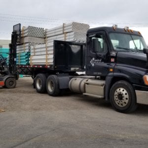 A United Pipe Truck Delivers PVC Pipe